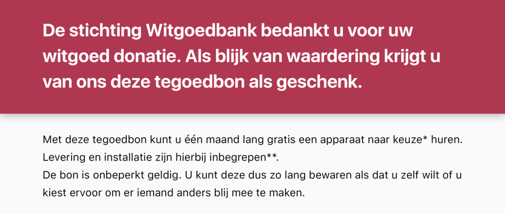 Bedankt voor uw donatie